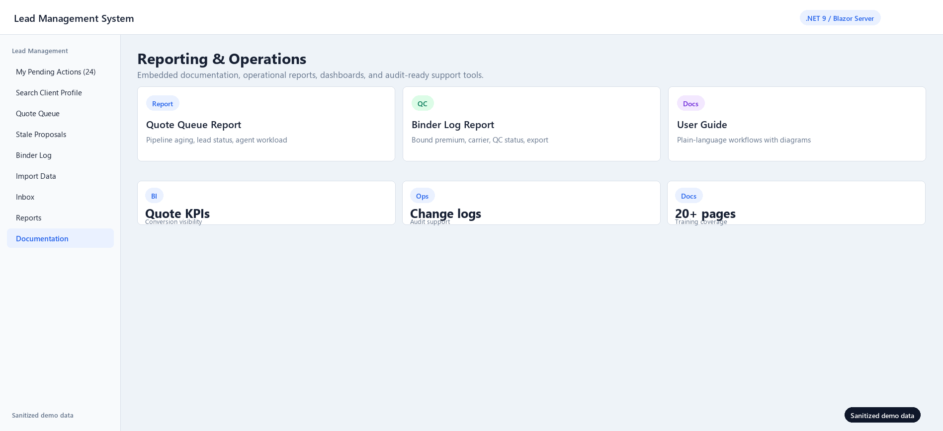 Sanitized reporting and documentation workspace