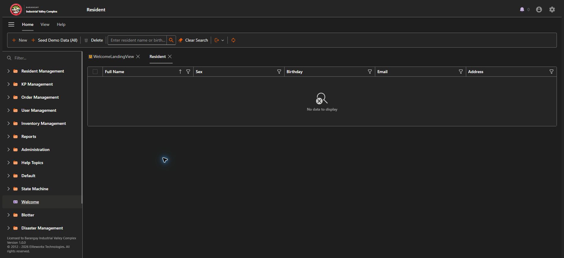 OneBarangay resident search and resident record workflow